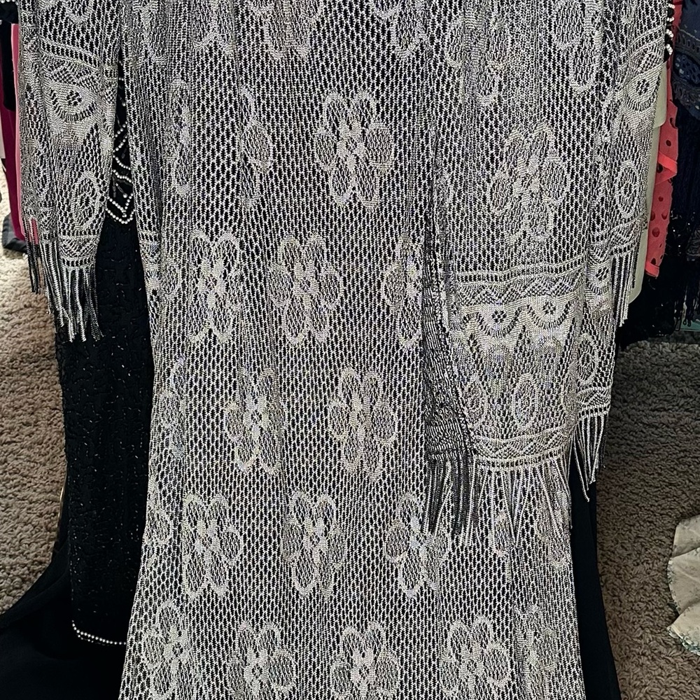 Candlelight & Champagne Floral Maxi Fringe Dress With Jacket